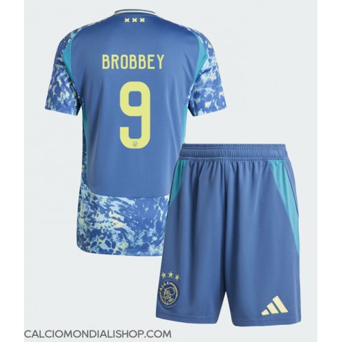 Maglie da calcio Ajax Brian Brobbey #9 Seconda Maglia Bambino 2024-25 Manica Corta (+ Pantaloni corti)